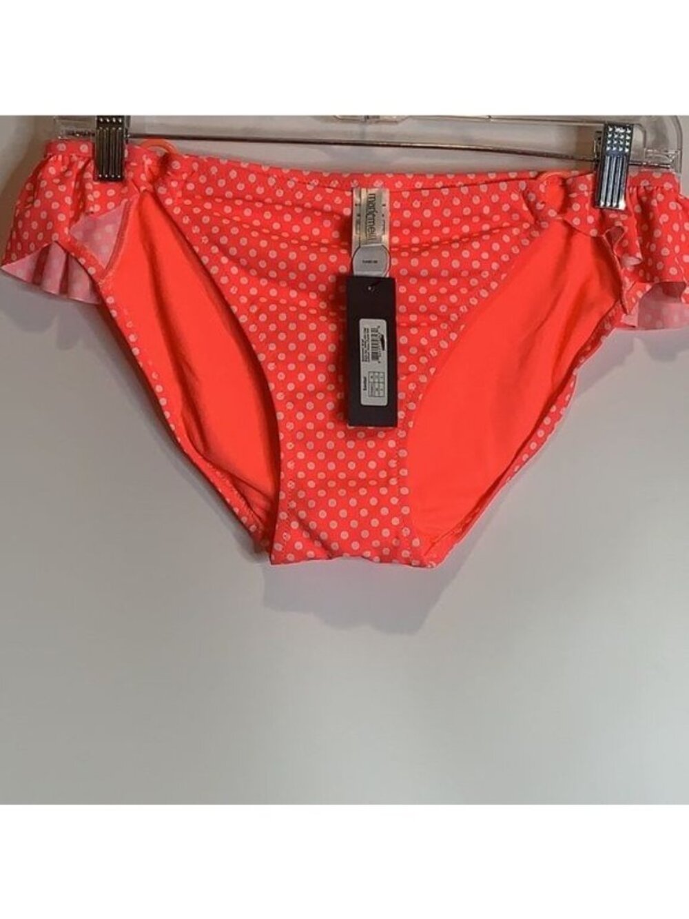 NWT Marie Meili Womens Pink Polka Dot Ruffle Bikini Bottoms Brief M MEDIUM
